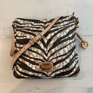 Michael Kors Brown Zebra Print Cross Body Purse